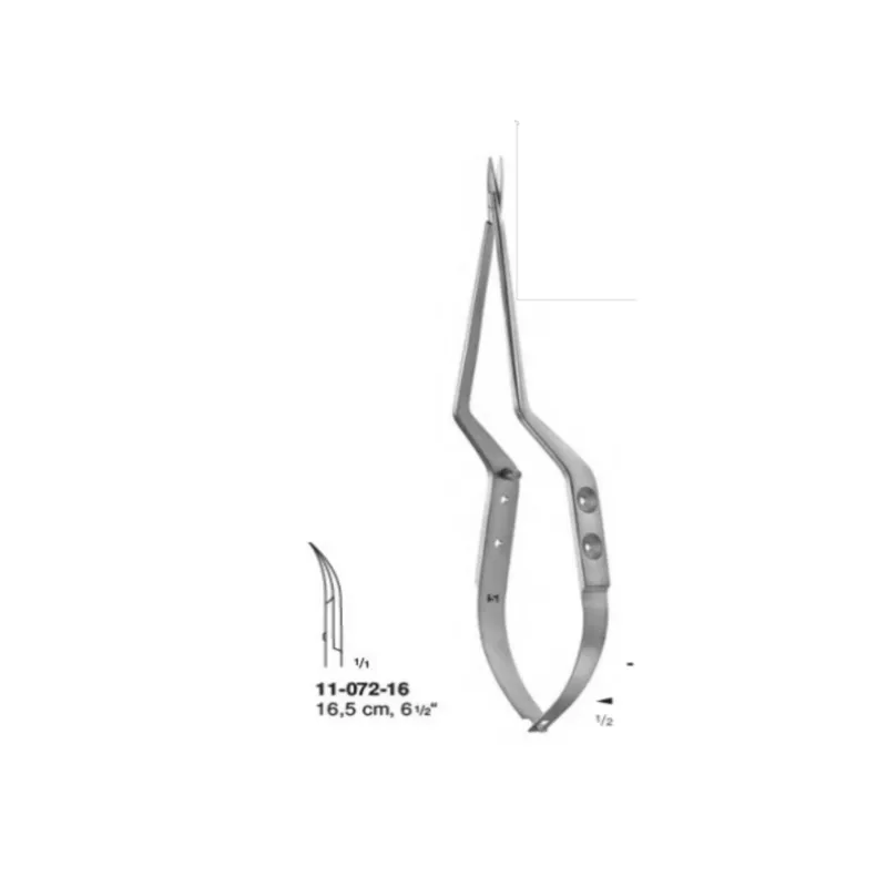 Micro tijeras yasargil curva en forma de bayoneta, long. 16.5 cm, 6 1/2".