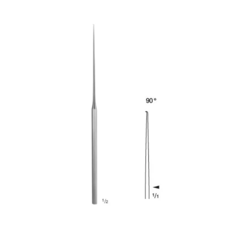 Gancho shambaugh (barbara) para micro cirugia, curvo 90º, ø 0,3 mm, long. 15.5 cm, 6".