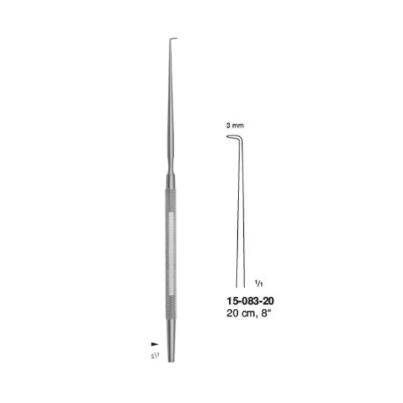 Gancho adson agudo duramadre de 3 mm, long. 20 cm, 8".