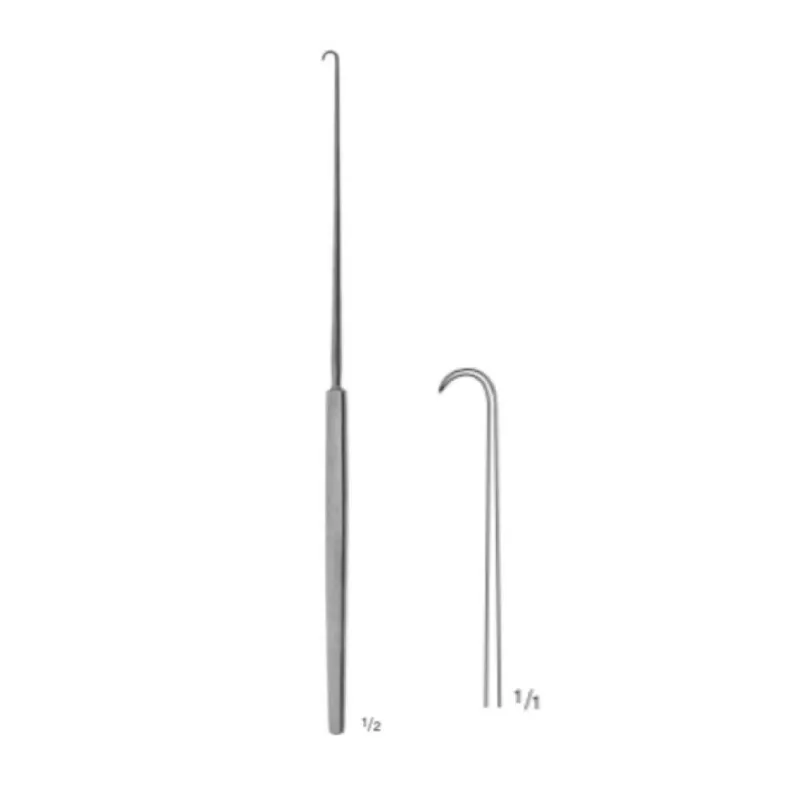 Gancho sachs duramadre agudo, long. 18.5 cm, 7 1/4".