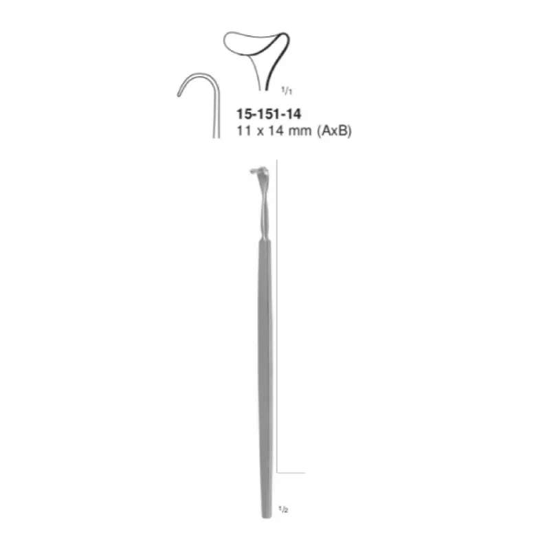 Separador cushing para venas, valva de 11 x 14 mm, long. 20 cm, 8".