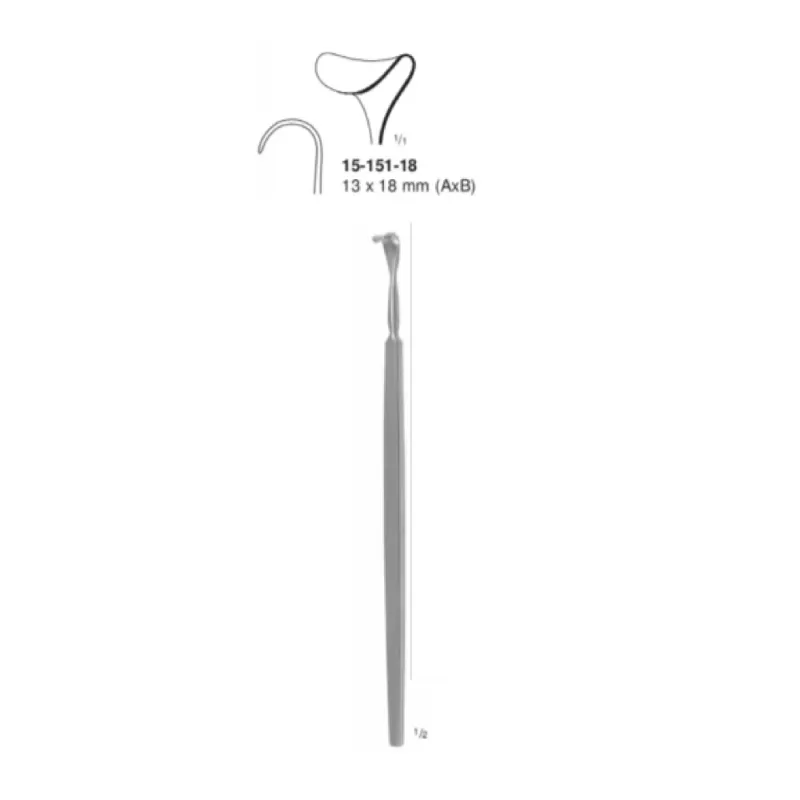 Separador cushing para venas, valva de 13 x 18 mm, long. 20 cm, 8".
